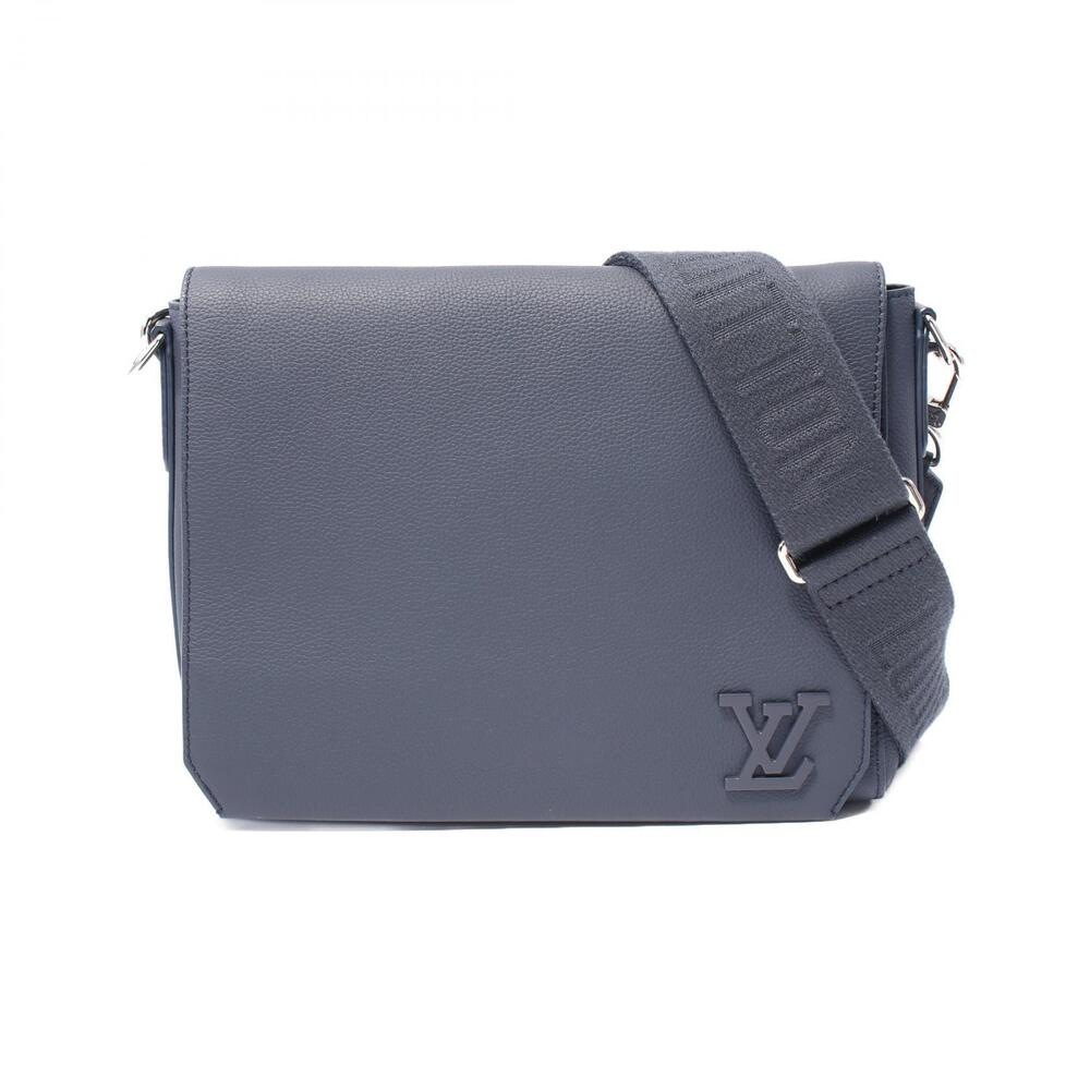 Louis Vuitton Takeoff Messenger Shoulder Bag Leather Aerogram Navy Blue